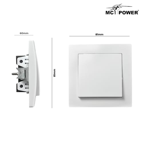 McPower Kreuzschalter | Flair | 250V~/10A UP Unterputzschalter, für Zuhause | Weiß