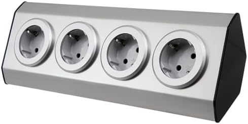 MC Power - Premium 4-Fach Schutzkontakt-Steckdose | Ideal für Eckmontage und Ecken | Edelstahl und Kunststoff | 4 x Schu