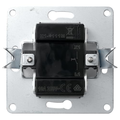 MC POWER Taster | FLAIR | 10A Tast Lichtschalter Unterputz 250V - Fussabdeckung mit Schraubklemmenanschluss, matt schwar