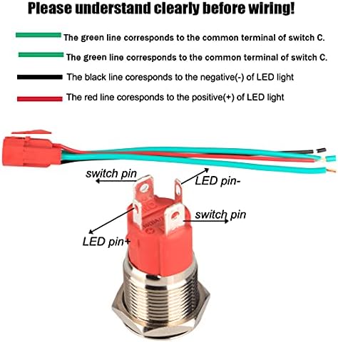 GUUZI 220V-230V/15A Wasserdichter Momentan-Drucktaster mit LED Beleuchtung und Metall Gehäuseuida