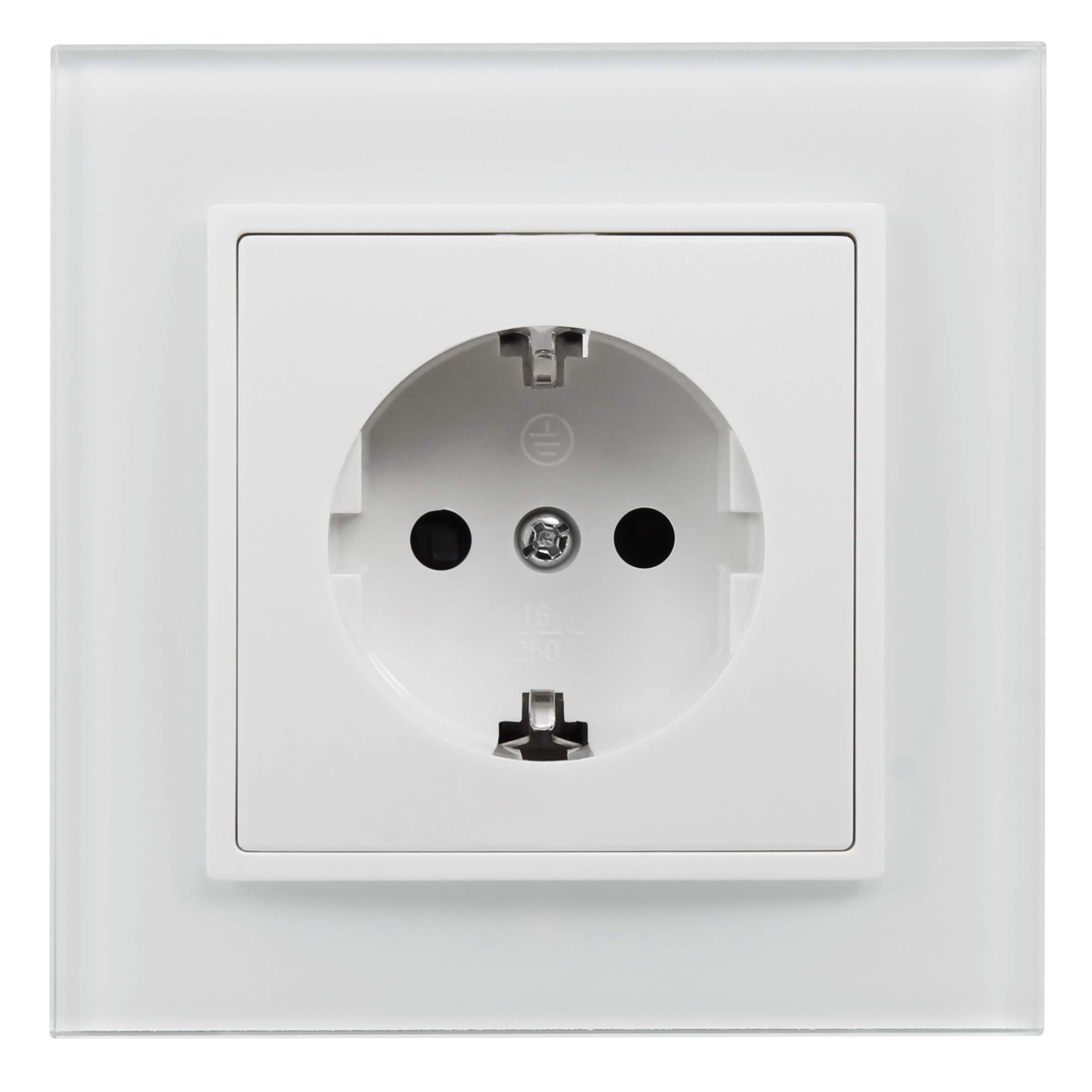 McPower Schutzkontakt-Steckdose Flair Weiß | Bauwesen | Hausrenovation | Sicherheitseinsteckschutz | 250V~/16A | Glasrah