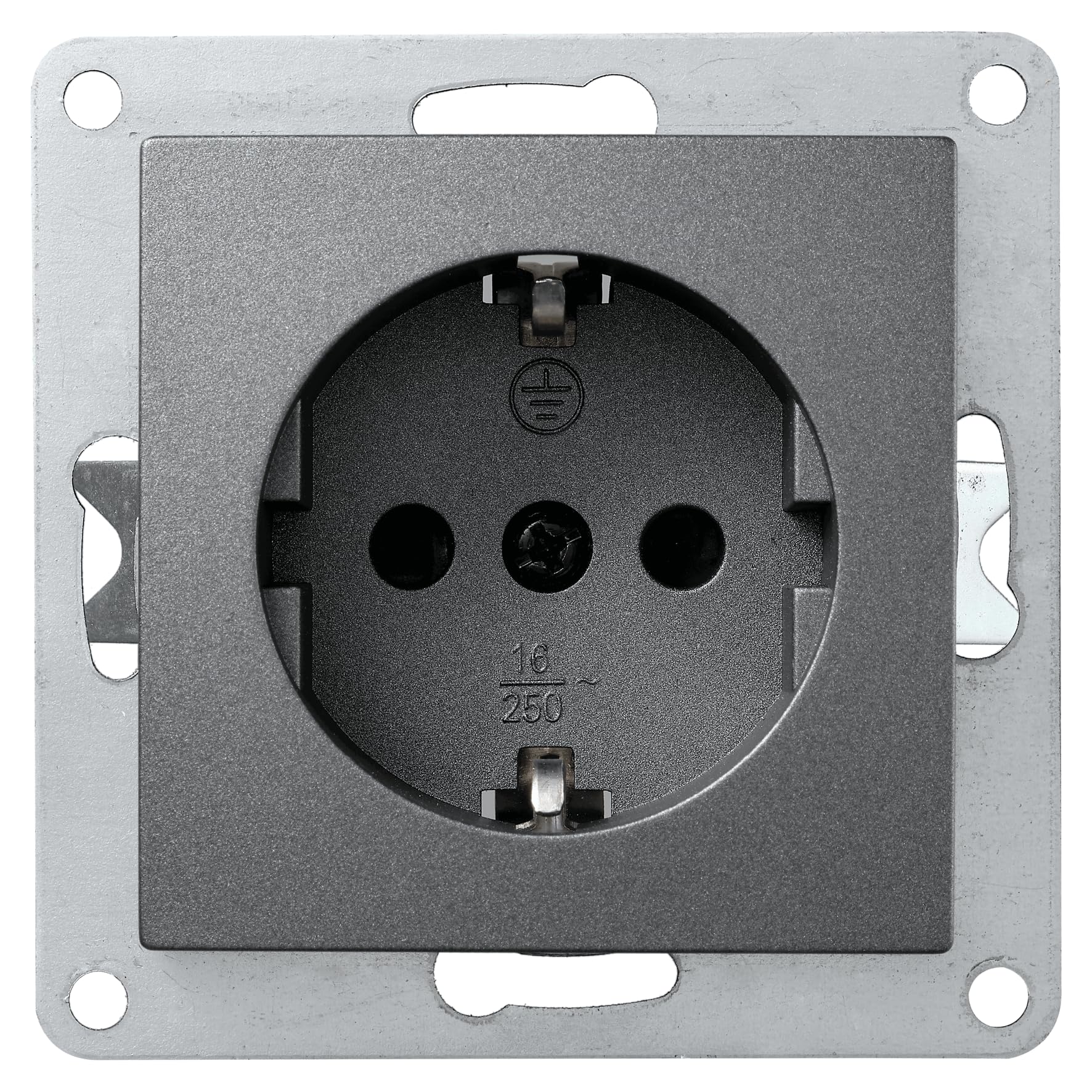 McPower FLAIR 250V~/16A 1-fach Anthrazit Matt Schraubanschluss Schutzkontakt-Steckdose