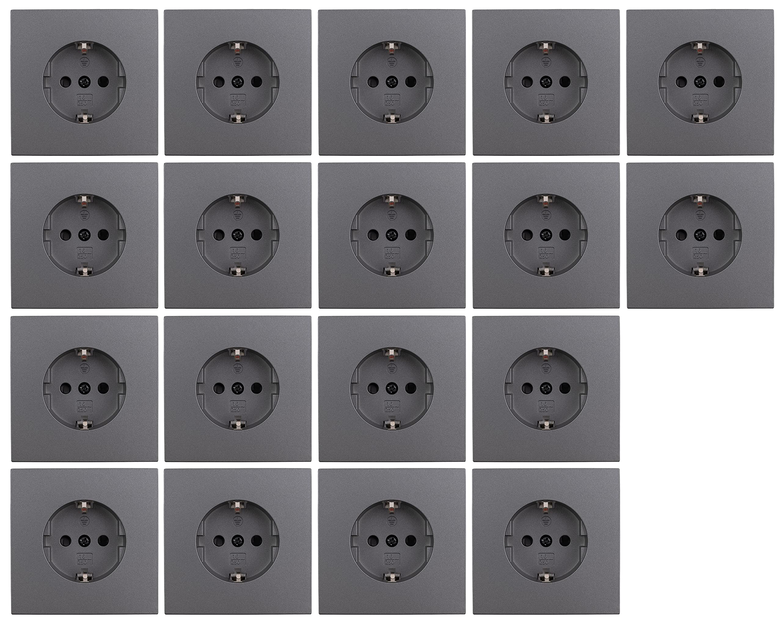 McPower Schutzkontakt-Steckdose Anthrazit 18er-Pack 250V~/16A Einsteckschutz 1 Jährige Garantie